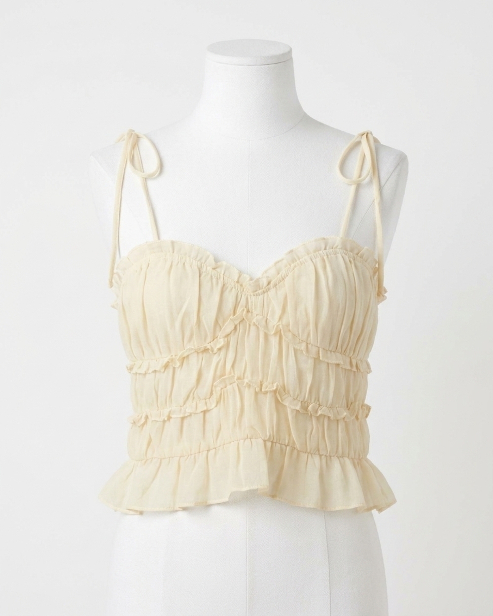 NEW BY TOGETHER walker woven cotton ruffle top in buttercream